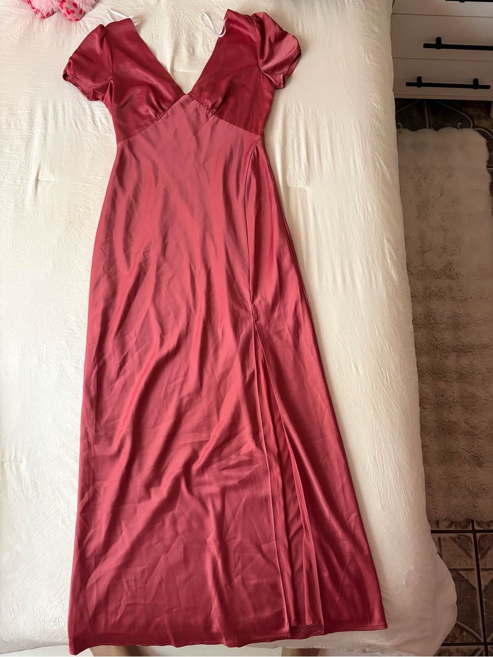 Lulu's Rose Pink Satin Maxi Dress